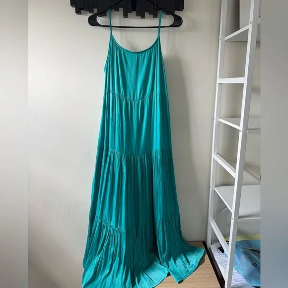 JOIE Women's Teal Spaghetti Strap Maxi Dress With Side Pockets Maxi Dress Sz M - Picture 2 of 13